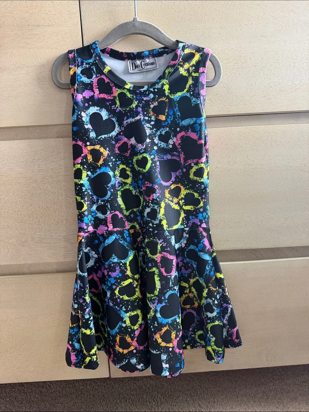 Black Neon Heart Skater Dress by Dori Creations
